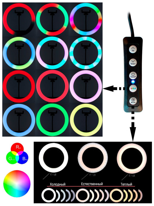 Селфи-лампа кольцевая RGB SP-12 2