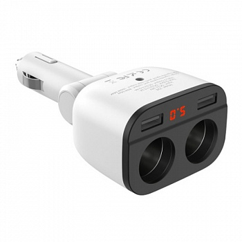 Разветвитель прикуривателя Hoco Z28 2USB 3.1A черно-белый